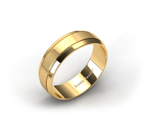14k Yellow Gold 8mm Etched Comfort Fit Wedding Band